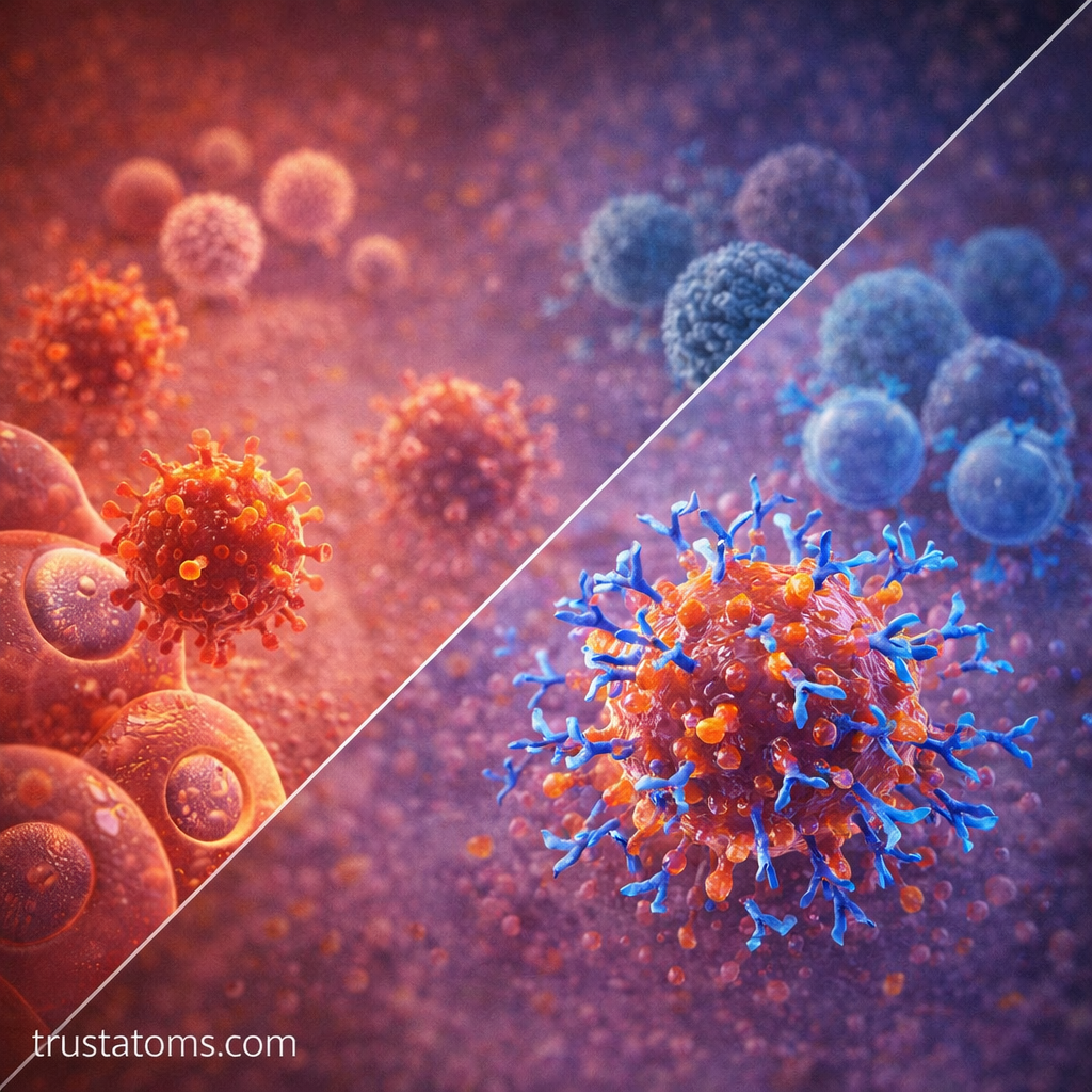 Split illustration showing initial immune response with fewer antibodies and secondary response with rapid, strong antibody binding.