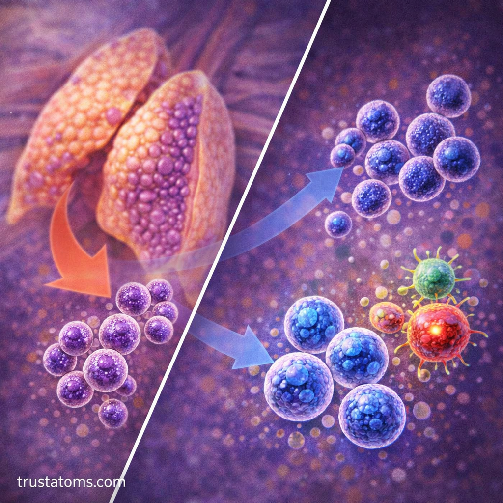 Split diagram showing T cells developing in the thymus and maturing into active immune cells that respond to pathogens.