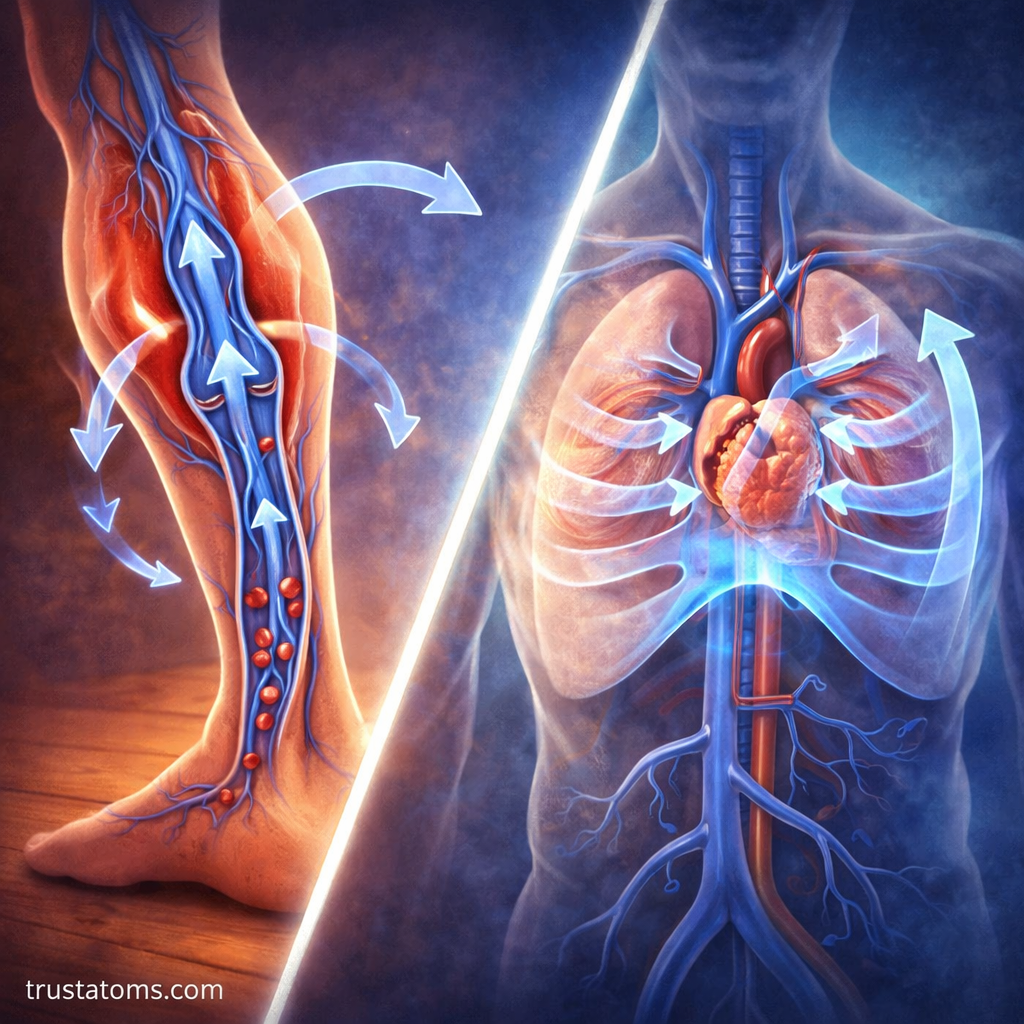Split diagram showing the skeletal muscle pump in the leg and the respiratory pump in the chest aiding venous return.