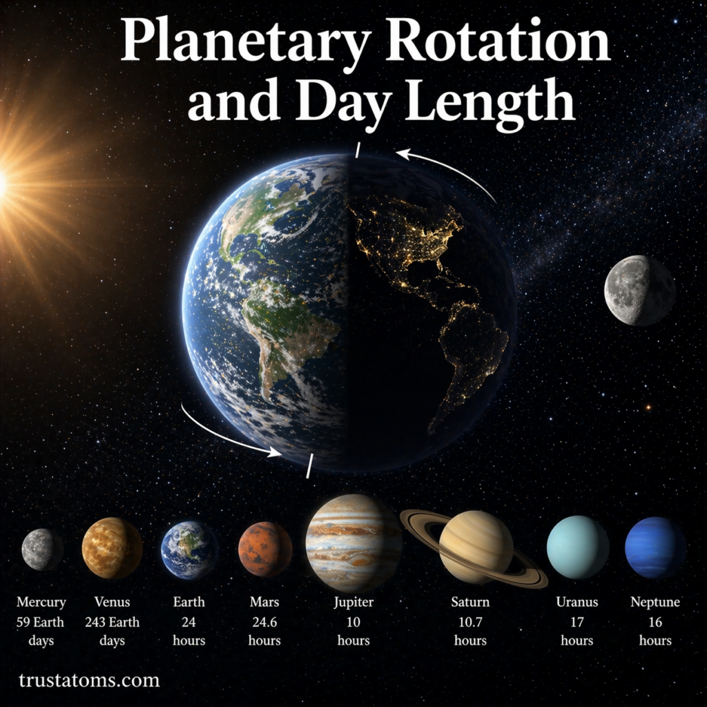 Planetary Rotation and Day Length: Why Days Differ Across the Solar System